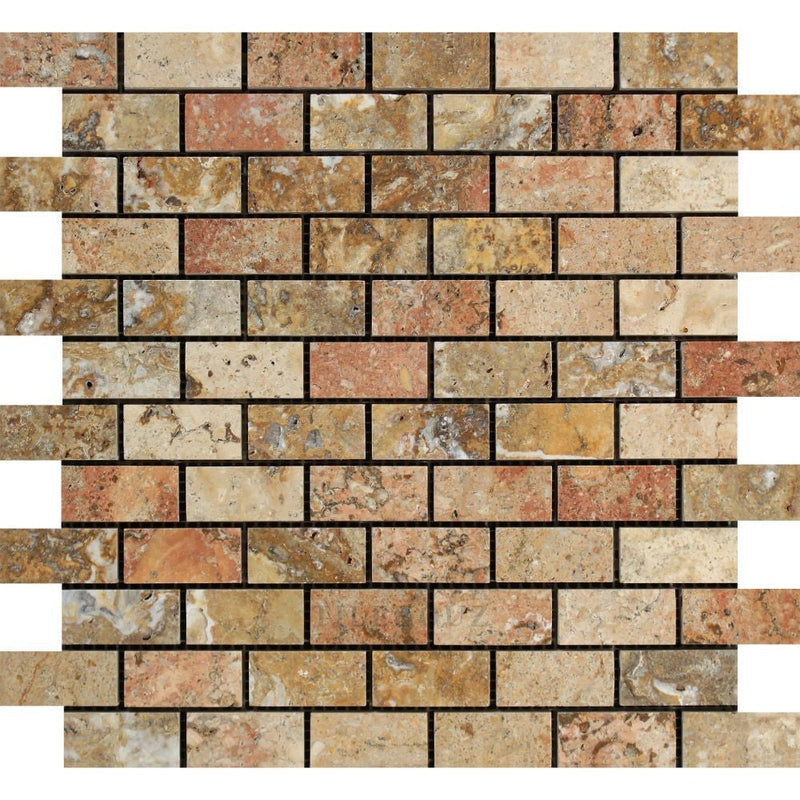 1 X 2 Polished/honed Scabos Travertine Brick Mosaic Tile Tiles