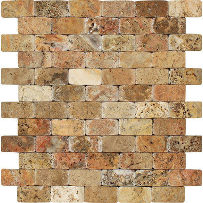 1 X 2 Cnc-Arched Scabos Travertine Brick Mosaic Tile Tiles