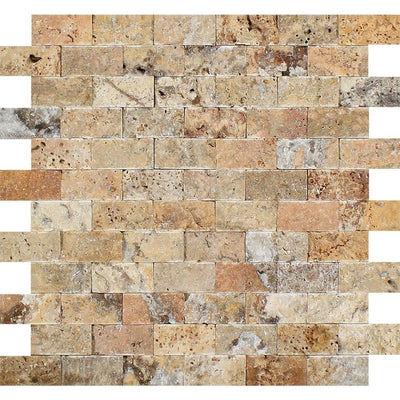 1 X 2 Split-Faced Scabos Travertine Brick Mosaic Tile Tiles