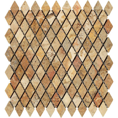 1 X 2 Tumbled Scabos Travertine Diamond Mosaic Tile Tiles
