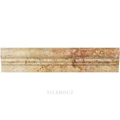 2 1/2 X 12 Honed Scabos Travertine Double-Step Chair Rail Trim Mosaic Tiles