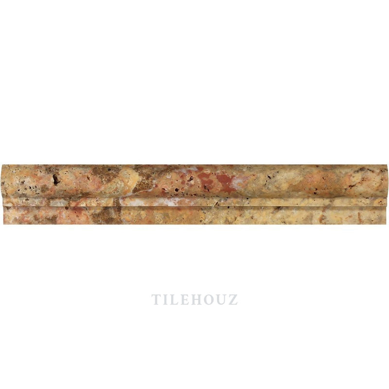 2 X 12 Honed Scabos Travertine Single-Step Chair Rail Trim Mosaic Tiles