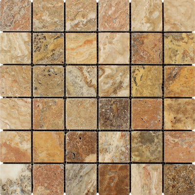 2 X Tumbled Scabos Travertine Mosaic Tile Tiles