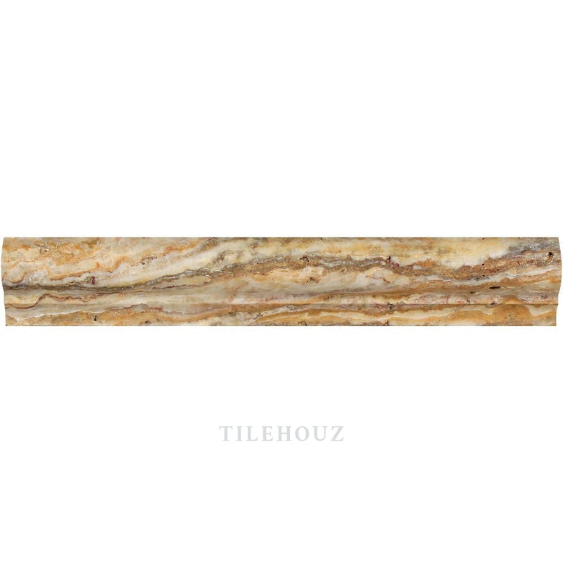 2 X 12 Honed Scabos Travertine Corner Ogee Trim Mosaic Tiles