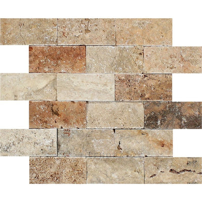 2 X 4 Split-Faced Scabos Travertine Brick Mosaic Tile Tiles