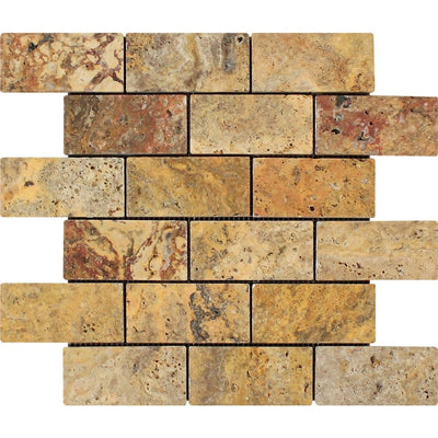 2 X 4 Tumbled Scabos Travertine Brick Mosaic Tile Tiles