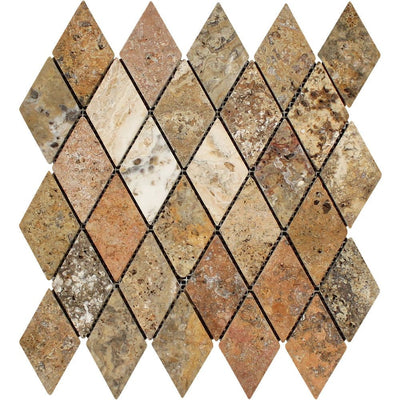 2 X 4 Tumbled Scabos Travertine Diamond Mosaic Tile Tiles