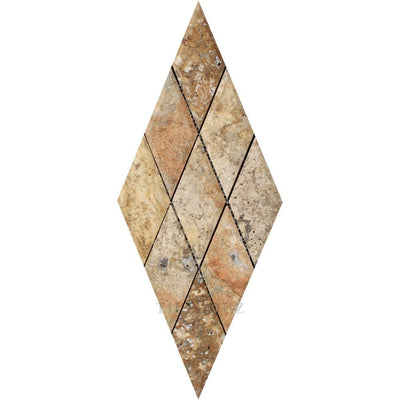 3 X 6 Polished/honed Scabos Travertine Deep-Beveled Diamond Mosaic Tile Tiles