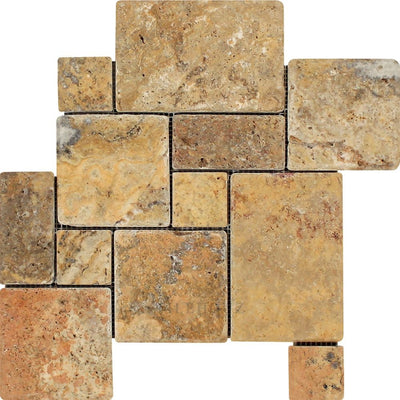 Scabos Tumbled Travertine Opus Mini Pattern Mosaic Tile (Interlocking) Tiles