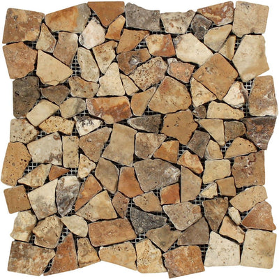 Scabos Tumbled Travertine Random Broken Mosaic Tile Tiles