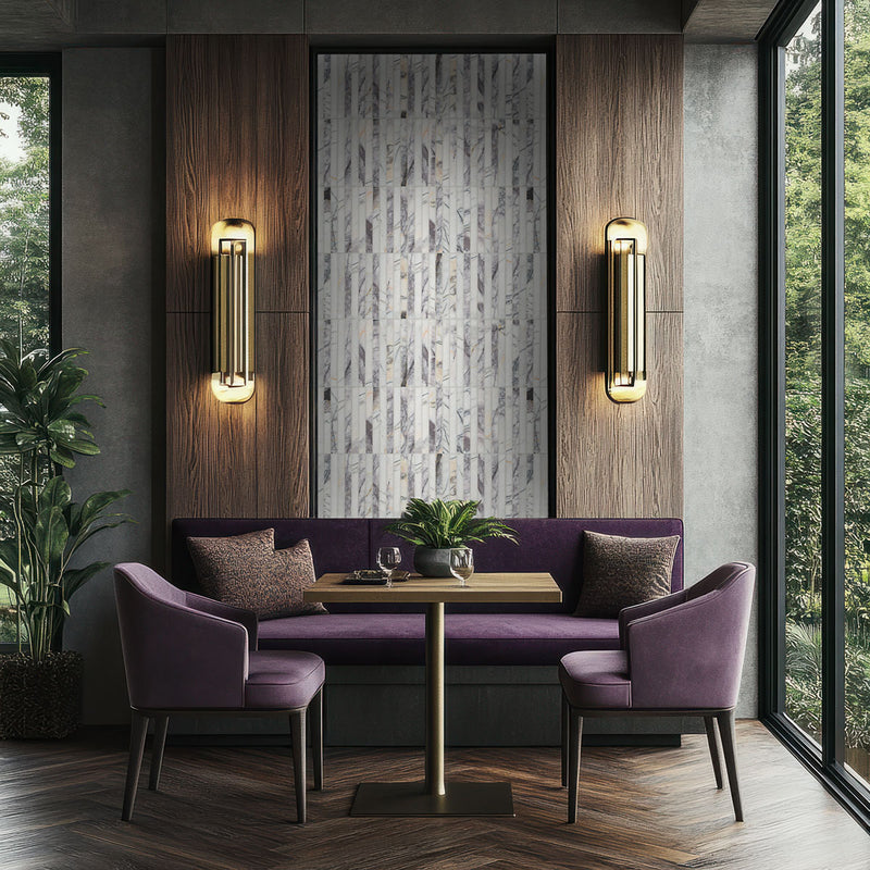 Lilac Marble Scollopini Pattern Polished Mosaic