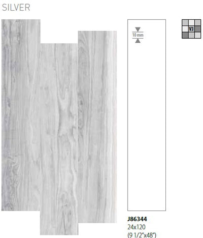 ONTARIO SILVER PORCELAIN TILE 10X48