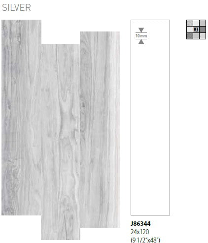 ONTARIO SILVER PORCELAIN TILE 10X48