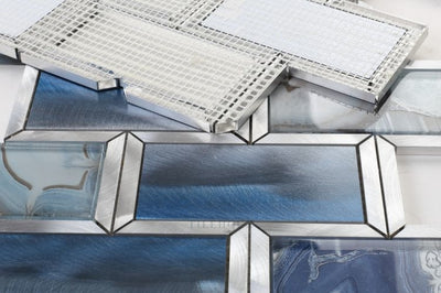 Subway Shell Blue 12 X Glass Mosaic Tile