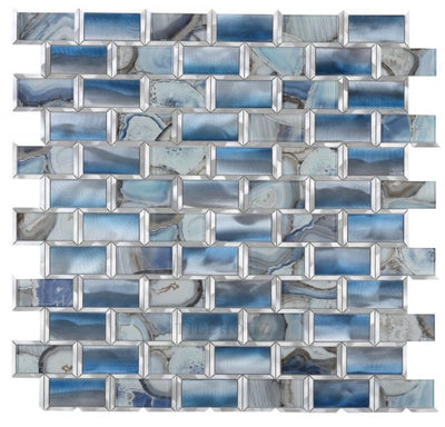 Subway Shell Blue 12 X Glass Mosaic Tile