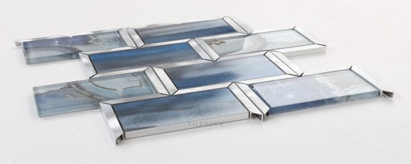 Subway Shell Blue 12 X Glass Mosaic Tile