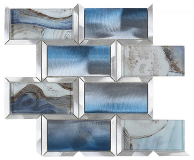 Subway Shell Blue 12 X Glass Mosaic Tile
