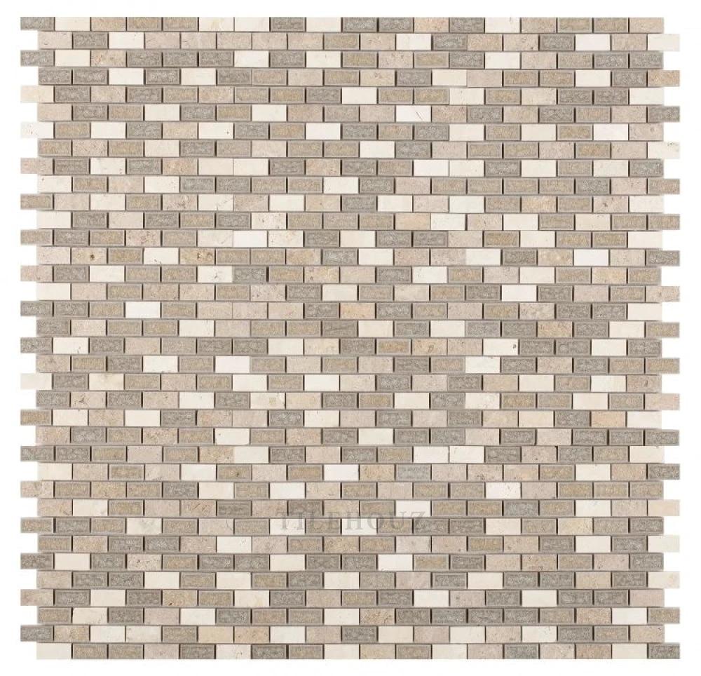 Swiss Brick crackle glass mosaic tile by Tilehouz, 11.75x11.75 in, multi-color wall tile