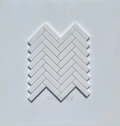 Thassos White Marble 1X4 Herringbone Mosaic Tile Polished&Honed (A1)