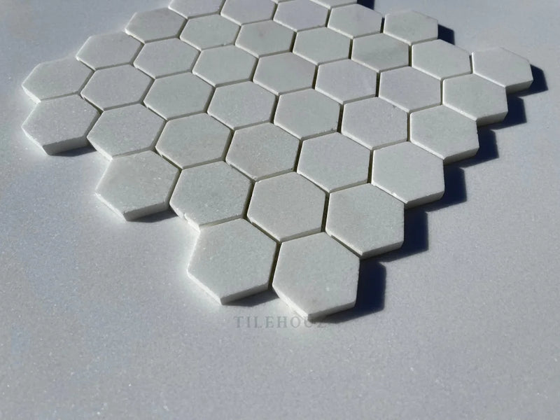 Thassos White Marble 2 Hexagon Mosaic Tile Polished&Honed (A1)