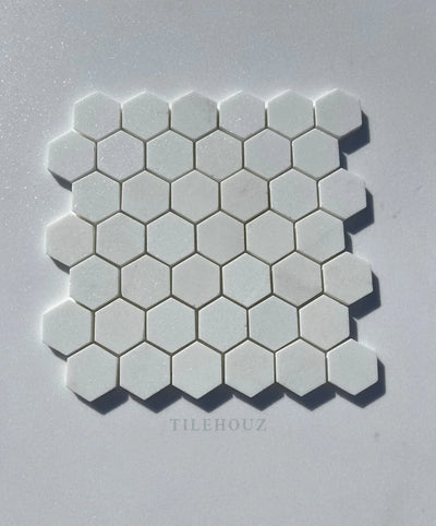 Thassos White Marble 2 Hexagon Mosaic Tile Polished&Honed (A1)