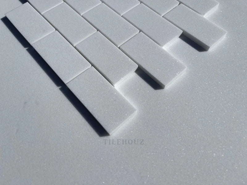 Thassos White Marble 2 X 4 Brick Mosaic Tile Polished&Honed (A1)