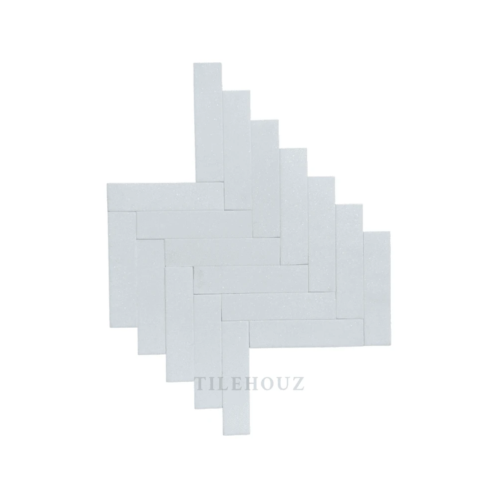 Thassos White Marble 2x8 tile mosaic sheet, polished &amp; honed finish, Tilehouz wall &amp; ceiling tile