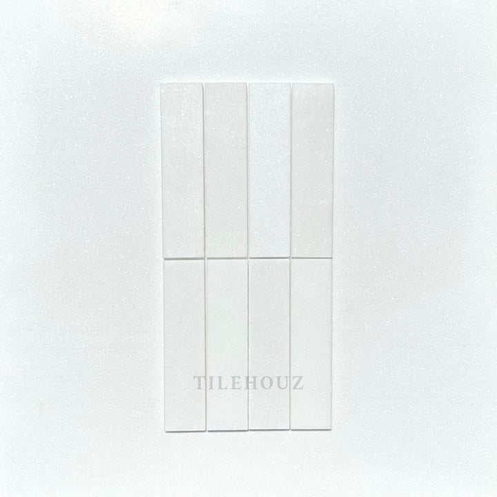 Thassos white marble 2x8 tile set, polished and honed finish, 8 pieces Tilehouz wall/ceiling tile