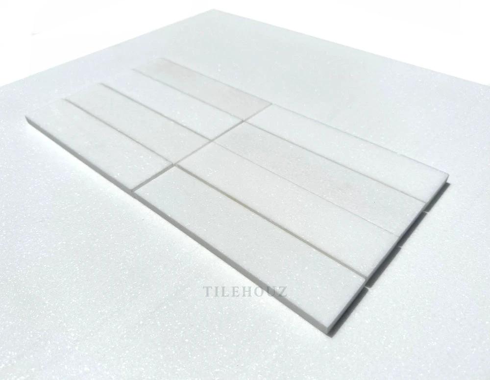 Thassos White Marble 2x8 Tile by Tilehouz; polished &amp; honed wall &amp; ceiling tile.