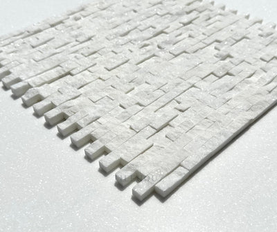 Thassos White Marble 3/8X1 Split-Faced Mosaic