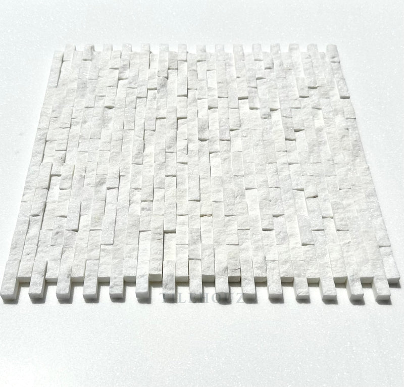 Thassos White Marble 3/8X1 Split-Faced Mosaic