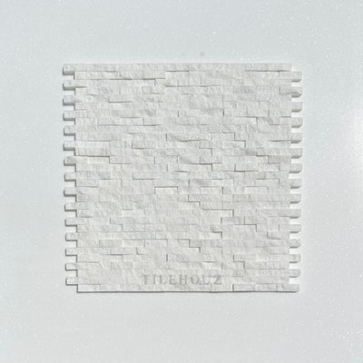 Thassos White Marble 3/8X1 Split-Faced Mosaic