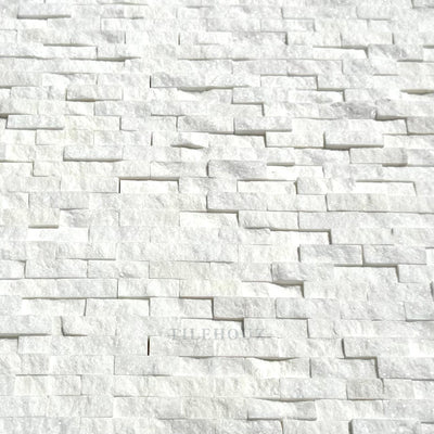 Thassos White Marble 3/8X1 Split-Faced Mosaic