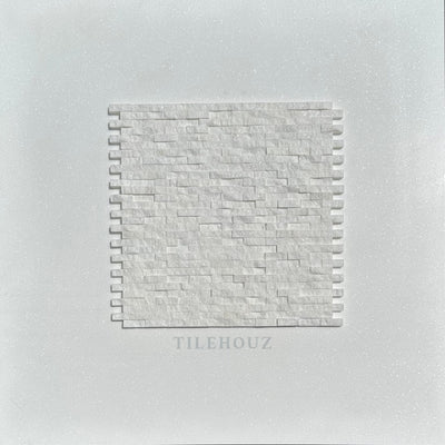 Thassos White Marble 3/8X1 Split-Faced Mosaic