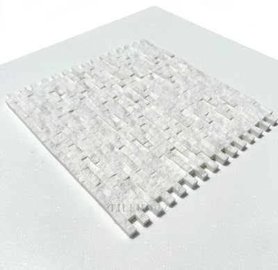 Thassos White Marble 3/8X1 Split-Faced Mosaic