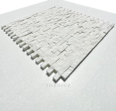 Thassos White Marble 3/8X1 Split-Faced Mosaic