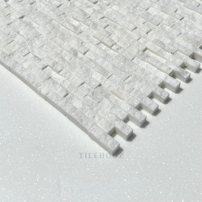 Thassos White Marble 3/8X1 Split-Faced Mosaic