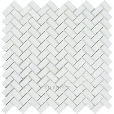 Thassos White Marble 5/8 X 1 1/4 Mini Herringbone Mosaic Tile Polished&honed Tiles