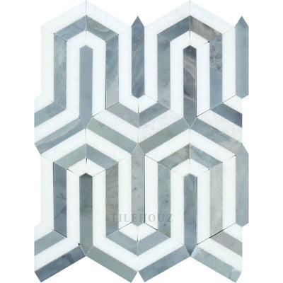 Thassos White Marble Berlinetta Mosaic Tile (Thassos W/ Bardiglio/blue-Gray) Polished&honed Tiles