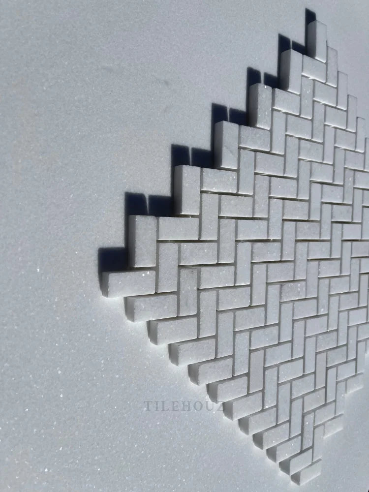 Thassos White Marble Fish Scale Mosaic Polished&Honed (A1)