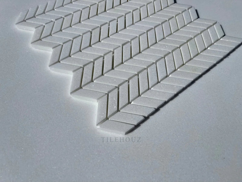 Thassos White Marble Mini Chevron Mosaic Tile Polished&Honed (A1)