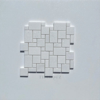 Thassos White Marble Mini Versailles Pattern Mosaic Tile Polished&Honed (A1)