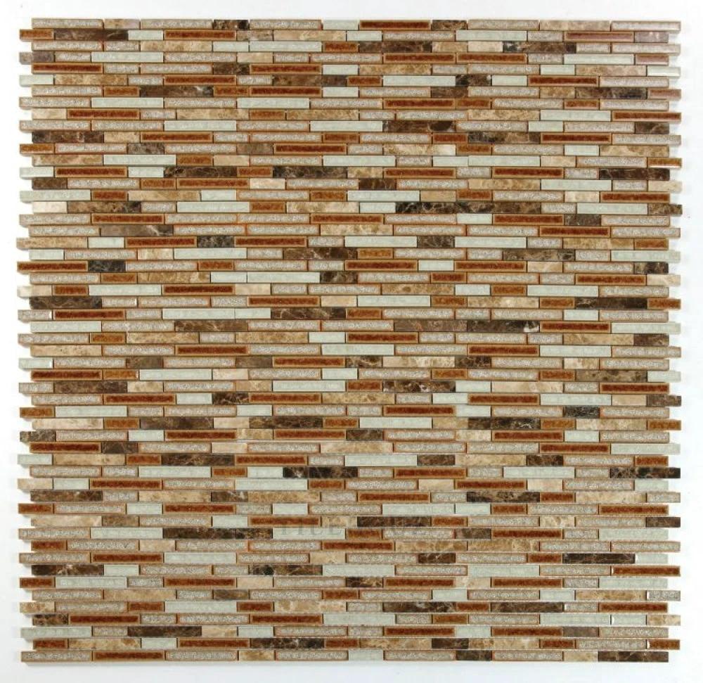 The Lady 12 x 12 Crackle Glass Mosaic Tile by Tilehouz; brown and beige glass mosaic for walls