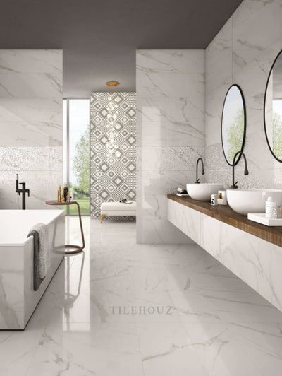 Trilogy Calacatta White Lux 24 X 48 Porcelain Tiles