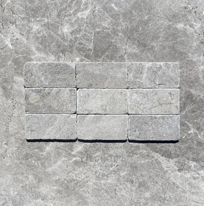 Tundra Gray Marble 3X6 Tumbled Tile