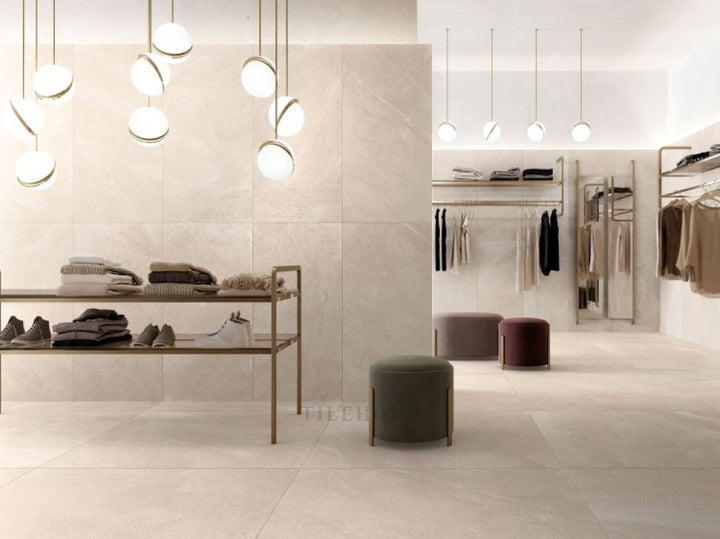 Tune Ivory Grip R11 24 x 48 porcelain tile; ivory wall and floor tile by Tilehouz showroom display