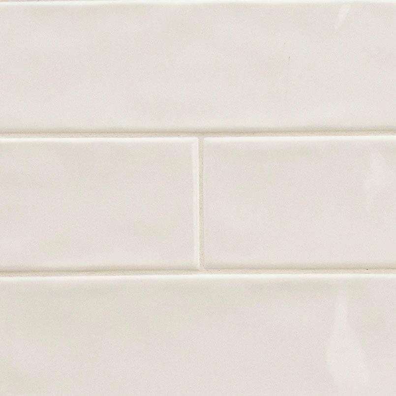 URBANO CREMA ceramic tile by Tilehouz, glossy cream 4x12, wall &amp; ceiling subway tile