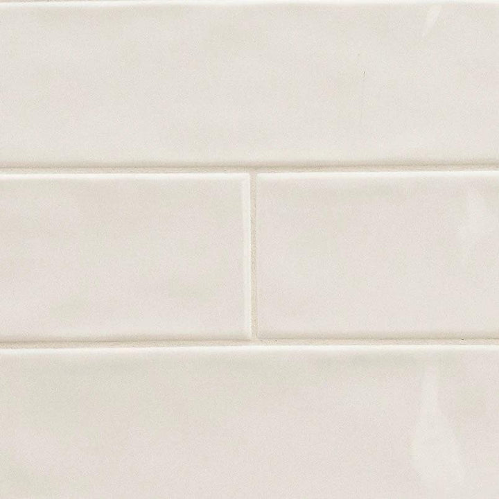 URBANO CREMA ceramic tile by Tilehouz, glossy cream 4x12, wall &amp; ceiling subway tile