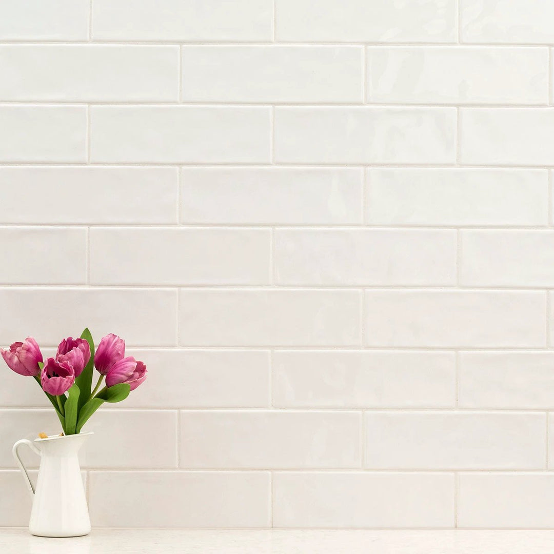 URBANO CREMA ceramic wall tile, glossy crema finish, 4x12 inches