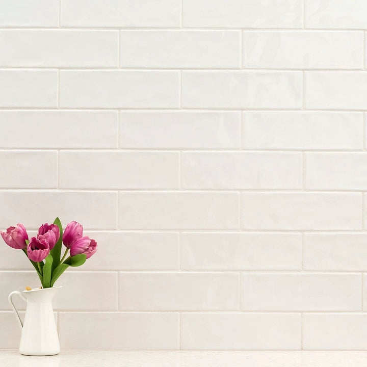 URBANO CREMA ceramic wall tile, glossy crema finish, 4x12 inches